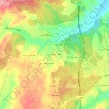 Casais dos Ledos topographic map, elevation, terrain