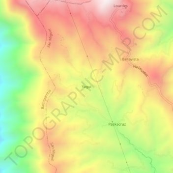 Yagui topographic map, elevation, terrain