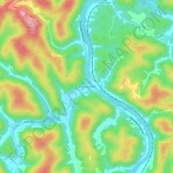 Branchland topographic map, elevation, terrain