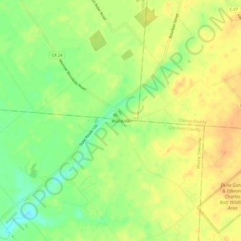 Woodville topographic map, elevation, terrain
