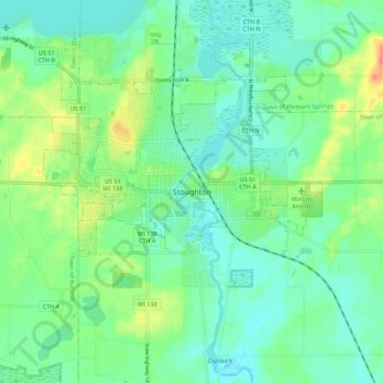 Stoughton topographic map, elevation, terrain