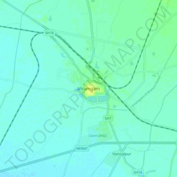 Viramgam topographic map, elevation, terrain