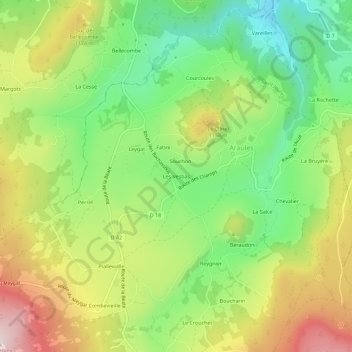 Les Vestias topographic map, elevation, terrain