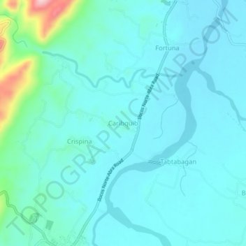 Caribquib topographic map, elevation, terrain