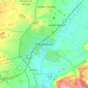 Chippenham topographic map, elevation, terrain
