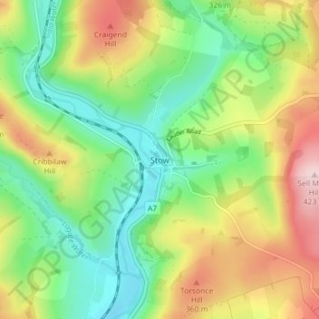 Stow topographic map, elevation, terrain