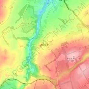 Crichton topographic map, elevation, terrain