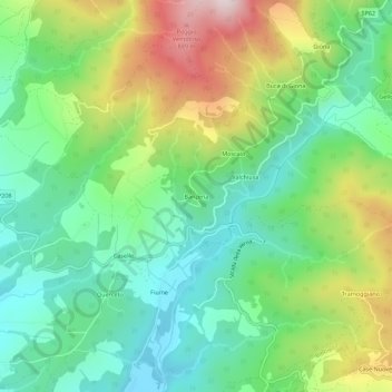 Banzena topographic map, elevation, terrain