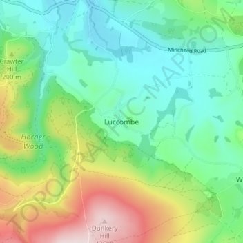 Luccombe topographic map, elevation, terrain