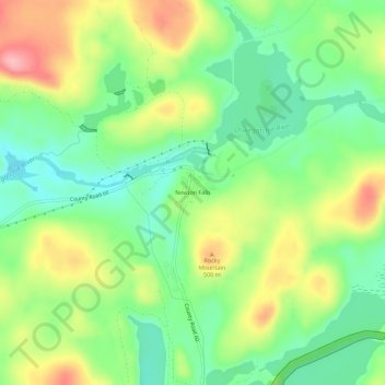 Newton Falls topographic map, elevation, terrain
