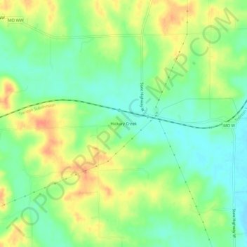 Hickory Creek topographic map, elevation, terrain
