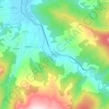 Trebuesto topographic map, elevation, terrain