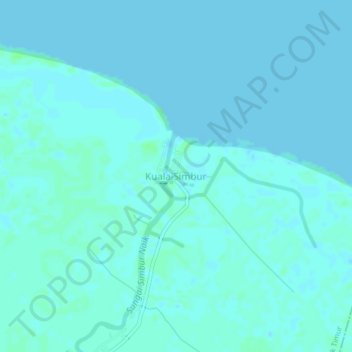 Kuala Simbur topographic map, elevation, terrain