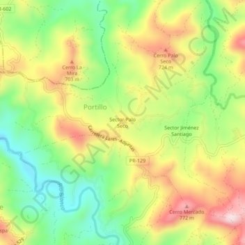Sector Palo Seco topographic map, elevation, terrain