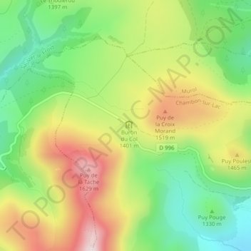 Col de La Croix Morand topographic map, elevation, terrain