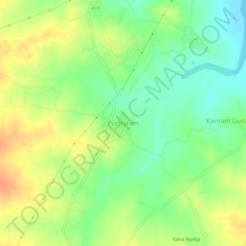 Pocharam topographic map, elevation, terrain