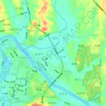 Jianqing topographic map, elevation, terrain
