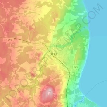 Habo topographic map, elevation, terrain
