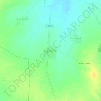 Mandawali topographic map, elevation, terrain