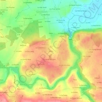 Cariou topographic map, elevation, terrain
