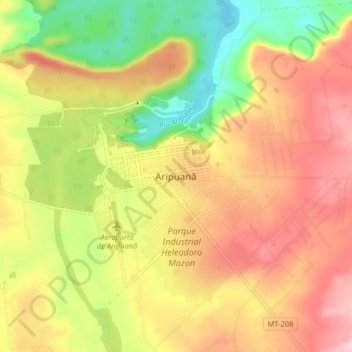 Aripuanã topographic map, elevation, terrain