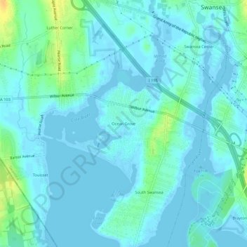 Ocean Grove topographic map, elevation, terrain