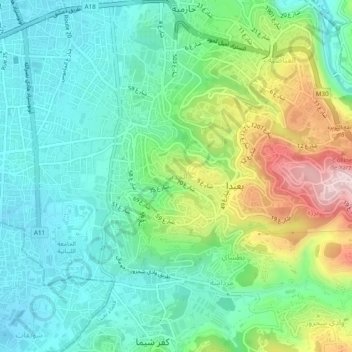 Hadath topographic map, elevation, terrain