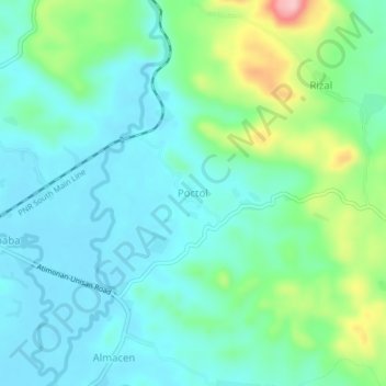 Poctol topographic map, elevation, terrain
