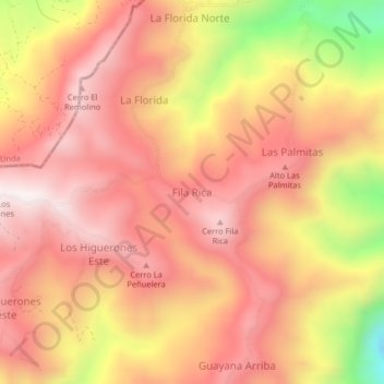 Fila Rica topographic map, elevation, terrain