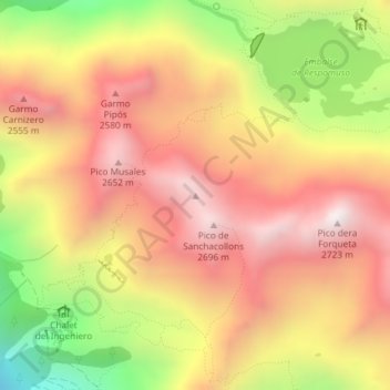 Sancha Collons Norte topographic map, elevation, terrain