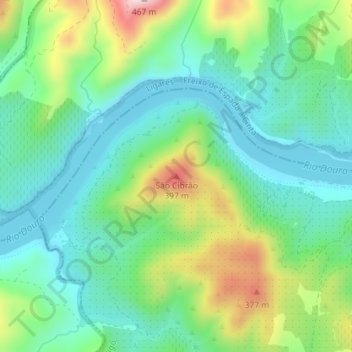 São Cibrão topographic map, elevation, terrain