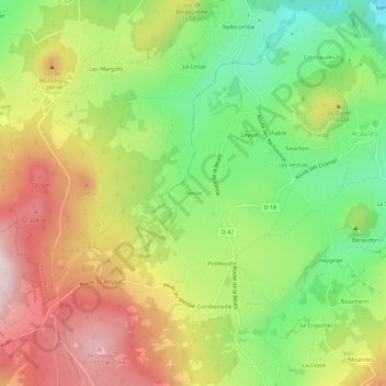 Perrel topographic map, elevation, terrain