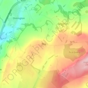 Pica topographic map, elevation, terrain