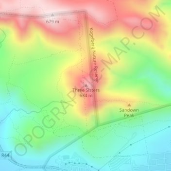 Three Sisters topographic map, elevation, terrain