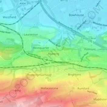 Redding topographic map, elevation, terrain