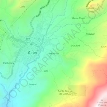 Bellavista topographic map, elevation, terrain
