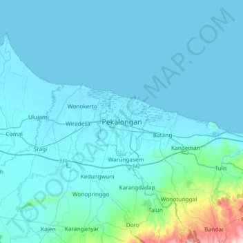 Pekalongan topographic map, elevation, terrain