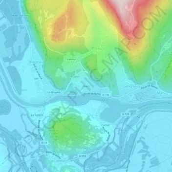 Pluvis topographic map, elevation, terrain