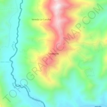 Tambores topographic map, elevation, terrain