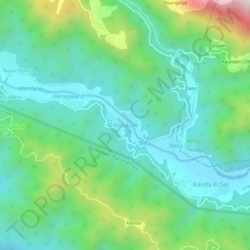 Berubari topographic map, elevation, terrain