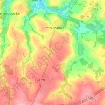 Penhallow topographic map, elevation, terrain