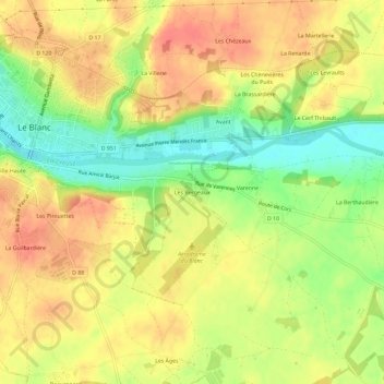 Les Bergeaux topographic map, elevation, terrain