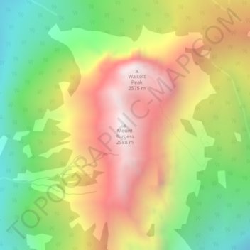 Mount Burgess topographic map, elevation, terrain