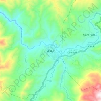 Jocotán topographic map, elevation, terrain
