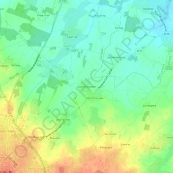 Grand Poissevin topographic map, elevation, terrain