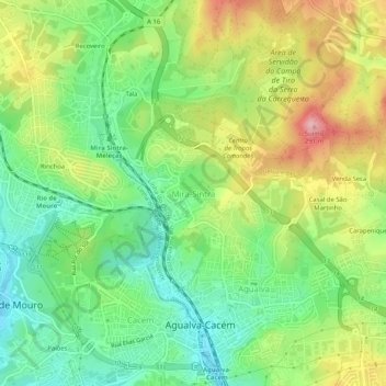 Mira-Sintra topographic map, elevation, terrain