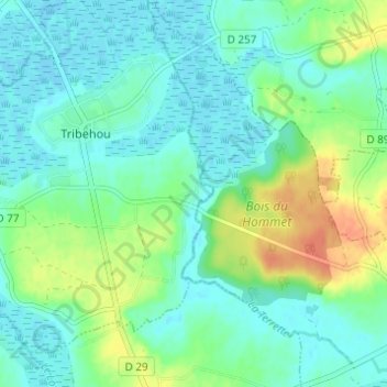 Gournay topographic map, elevation, terrain