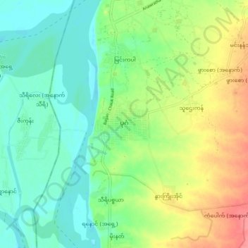 Bagan topographic map, elevation, terrain