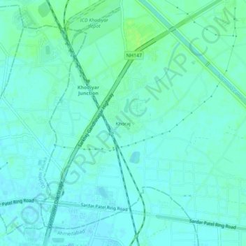 Khoraj topographic map, elevation, terrain