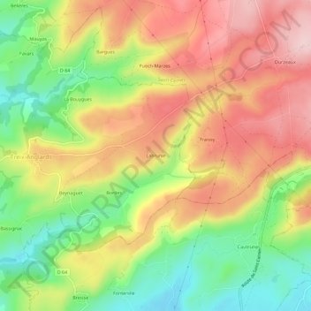 Labrunie topographic map, elevation, terrain